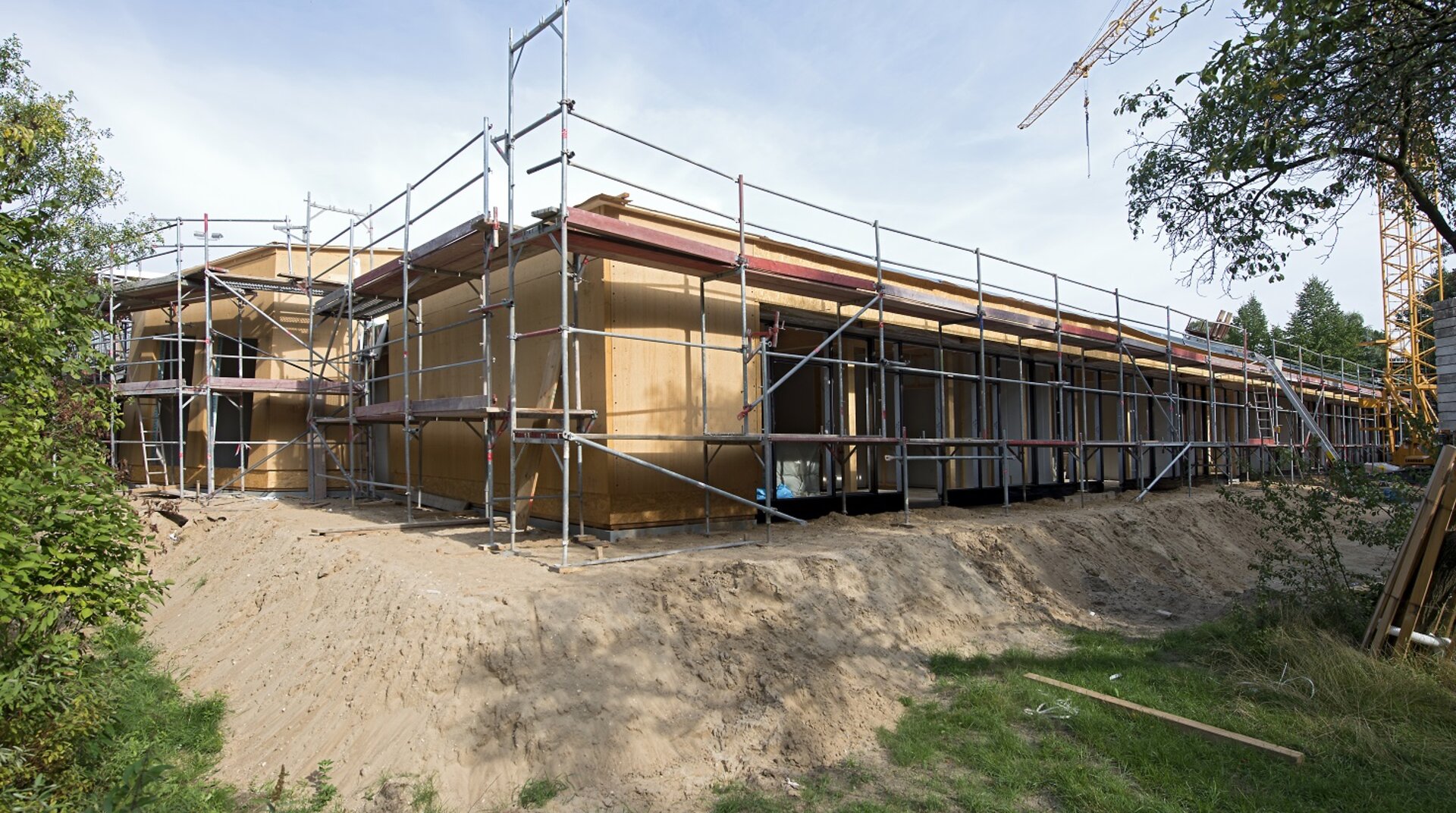 Kindergarten Geesthacht, Haus im Bau, Erdgeschoss, Haus eingerüstet