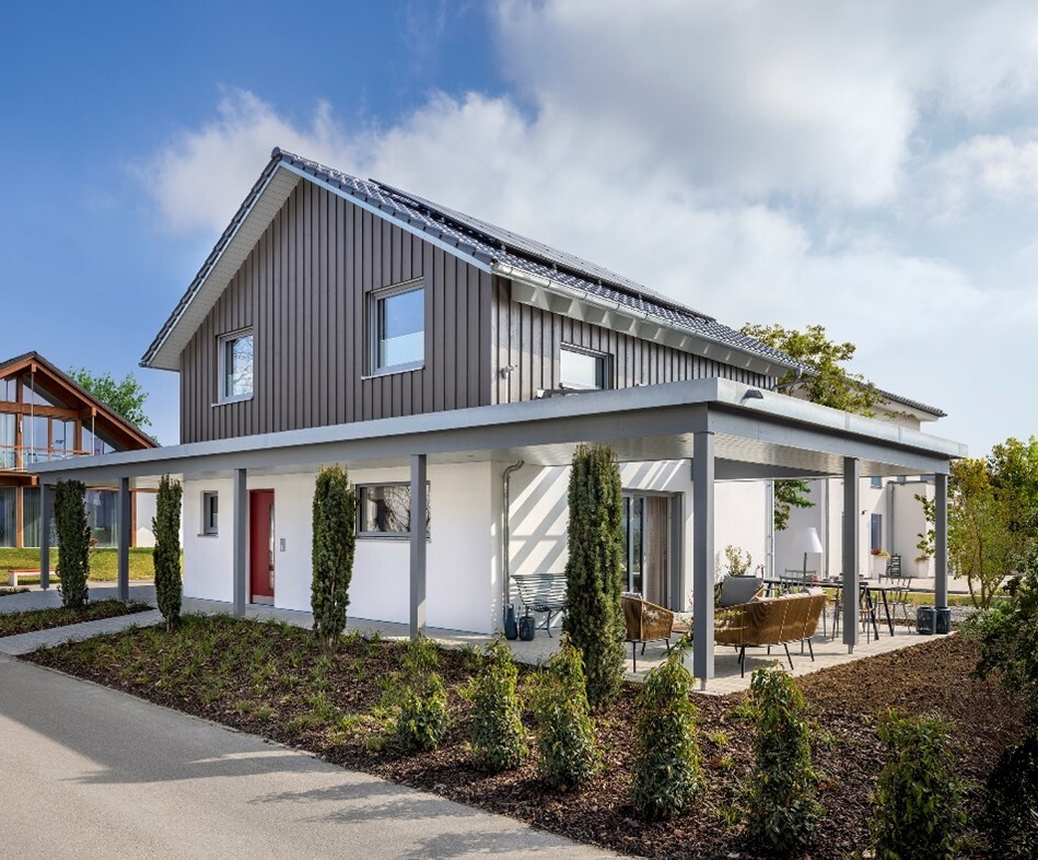 Alle Häuser von SchwörerHaus, hier das Haus Raumwunder #1 im Hausbaucenter Ulm, entsprechen den strengen Gesundheitskriterien des Sentinel Haus Instituts, ganz gleich ob schlüsselfertig oder als Ausbauhaus. Foto: SchwörerHaus. 